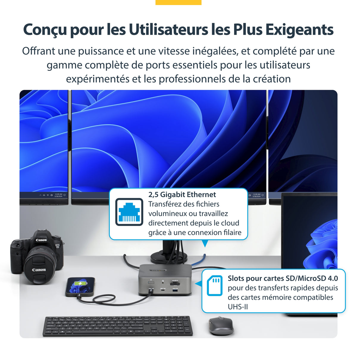 Station d'accueil Thunderbolt 5 USB-C 180W HDMI/DP 1GbE