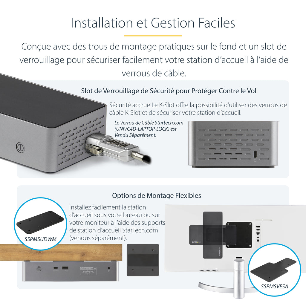 Station d'accueil 4 écrans USB-C/Thunderbolt 3 - STARTECH