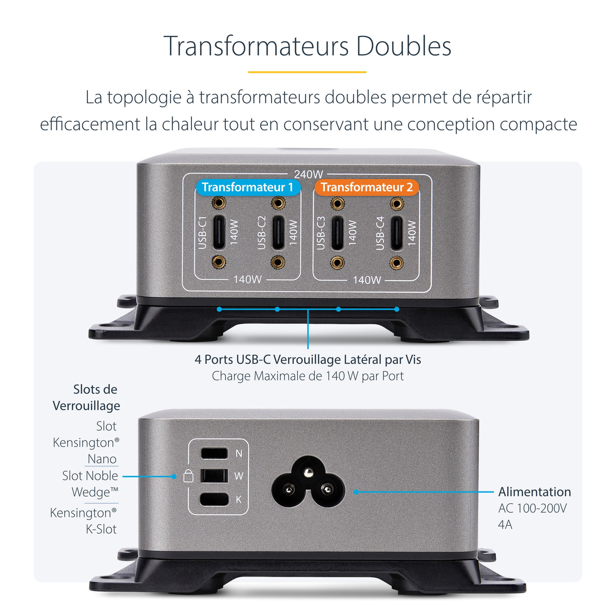 Adaptateur secteur 240W USB-C 4 ports STARTECH