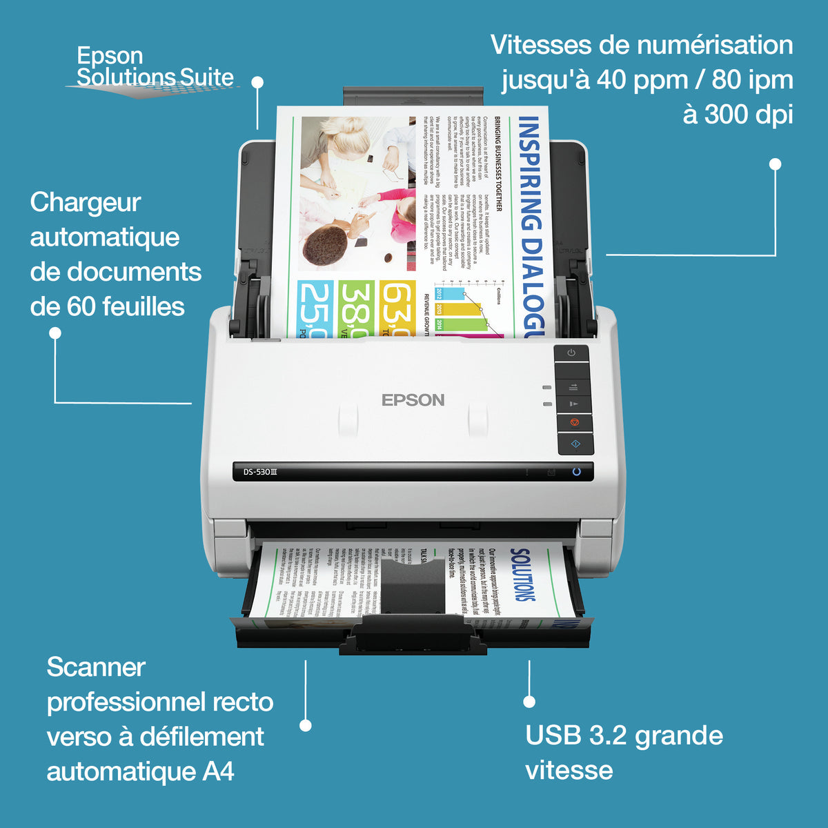 Epson WorkForce DS-530III Scanner Pro A4 40ppm