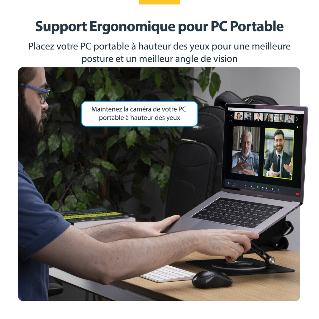 Support PC portable 360° argent StarTech - Bureau ergonomique