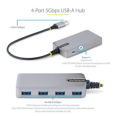 Hub USB 3.0 4 ports StarTech - Transfert 5Gbps