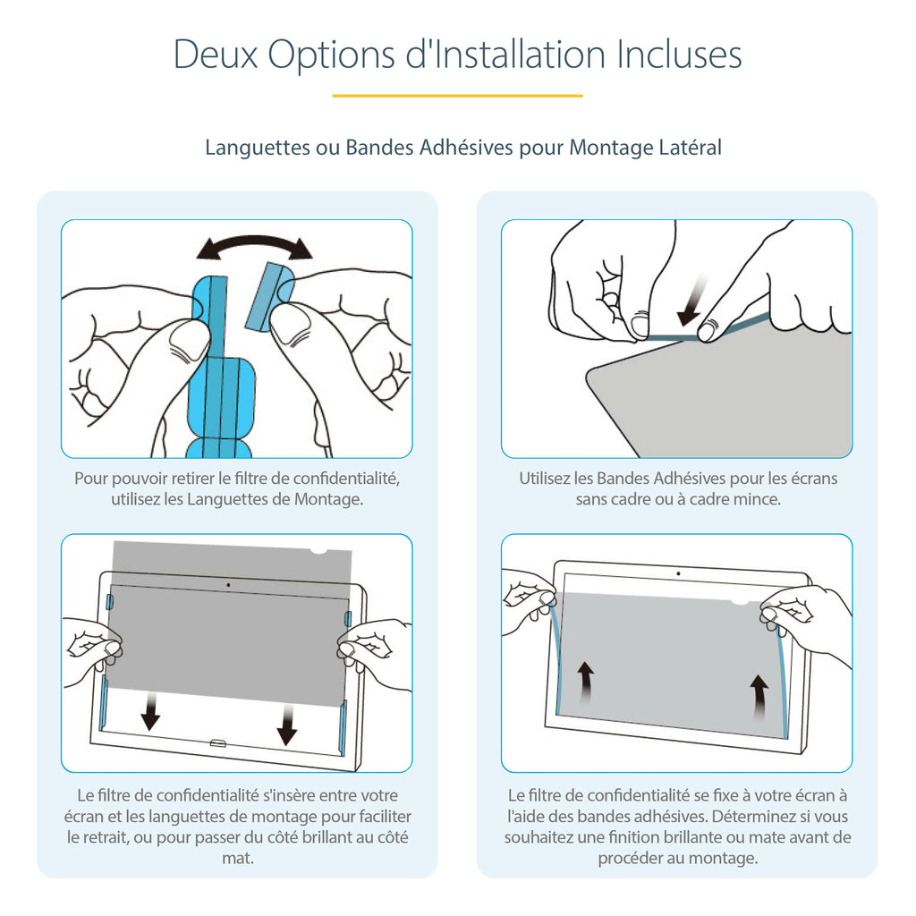 Filtre confidentialité 22" écran PC | Réduction lumière bleue