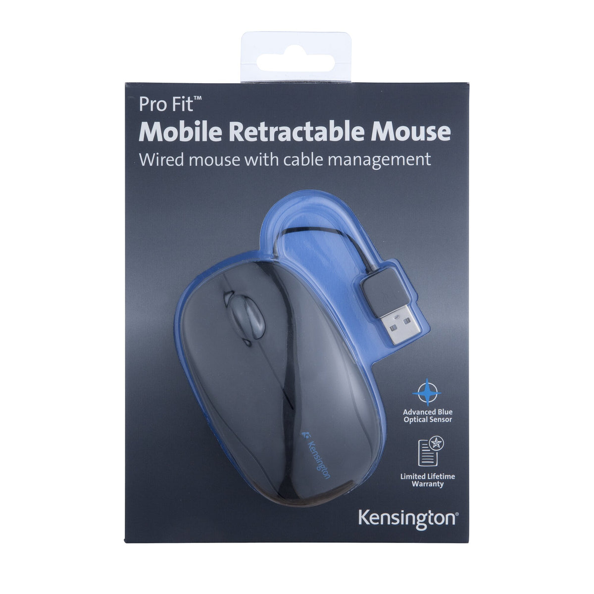 Souris filaire Kensington Pro Fit Retractable Mobile - USB Noir