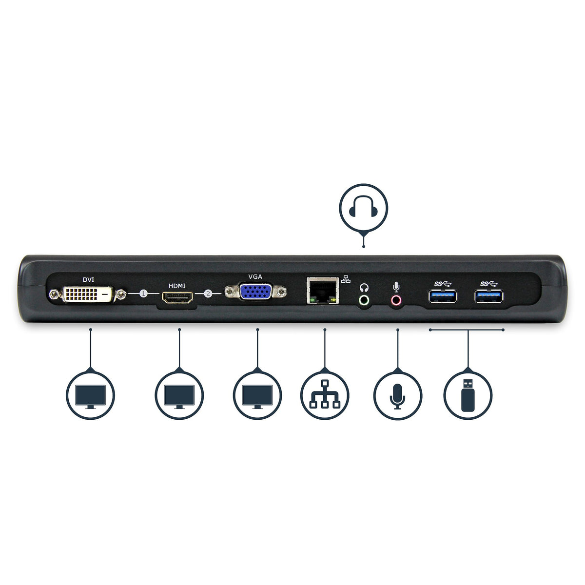 Station d'accueil USB 3.0 HDMI/VGA + GbE pour PC portable