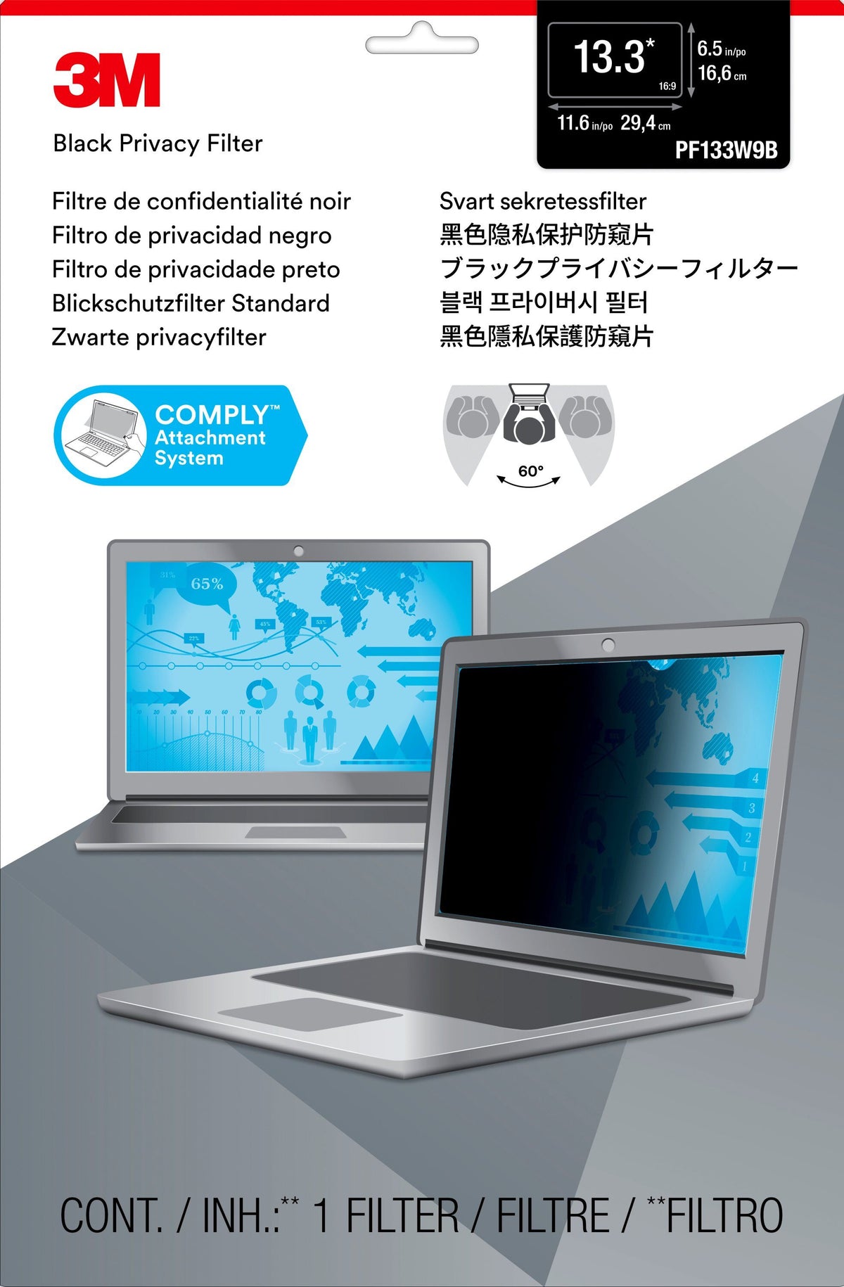 Filtre confidentialité 3M 13.3" - Protection données