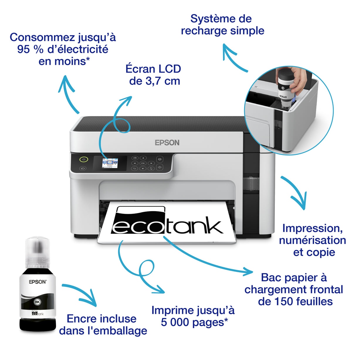 Epson EcoTank ET-M2120 - Imprimante multifonctions noir et blanc