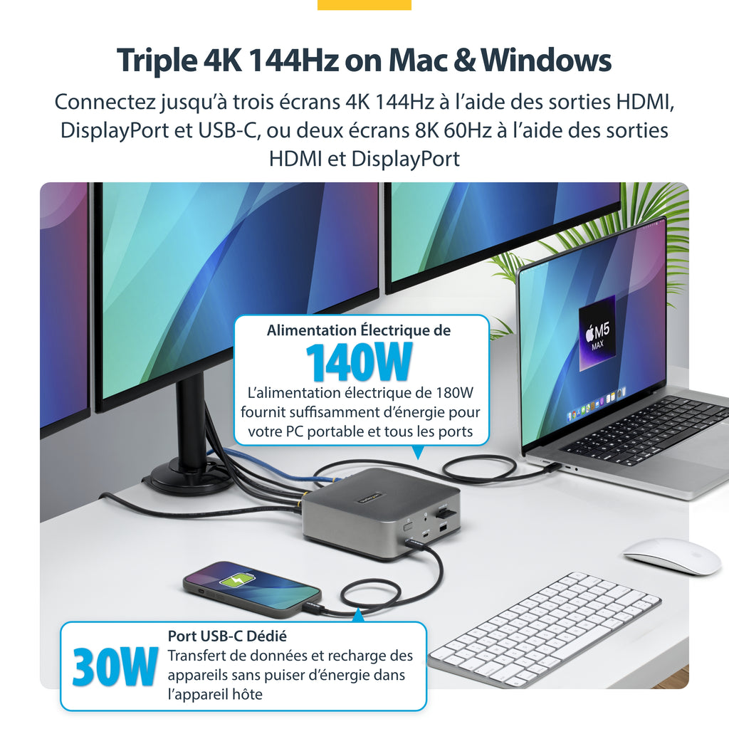 Station d'accueil Thunderbolt 5 USB-C 180W HDMI/DP 1GbE