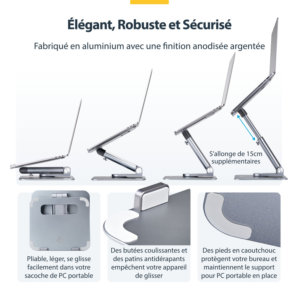 Support PC portable 360° réglable hauteur | StarTech