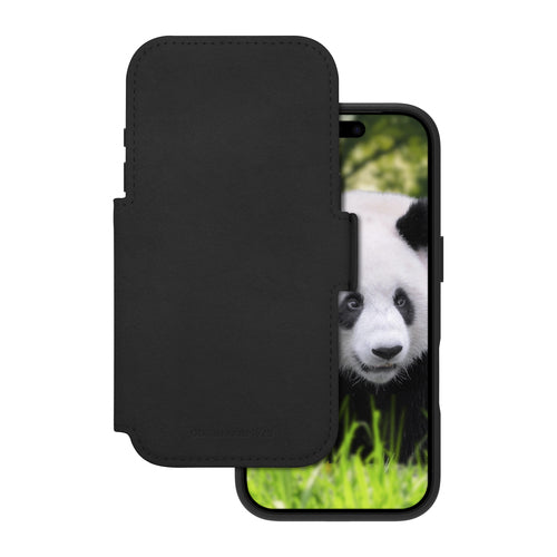 Étui à rabat pour téléphone portable - compatibilité avec MagSafe - cuir pleine fleur - noir - pour Apple iPhone 17 Pro