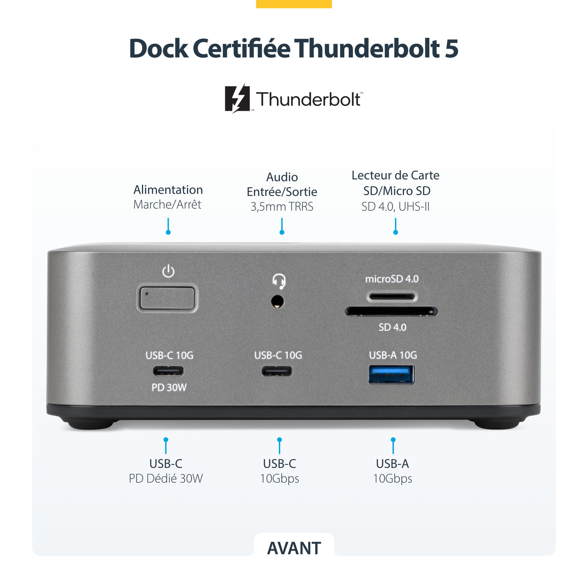 Station d'accueil Thunderbolt 5 USB-C 180W HDMI/DP 1GbE