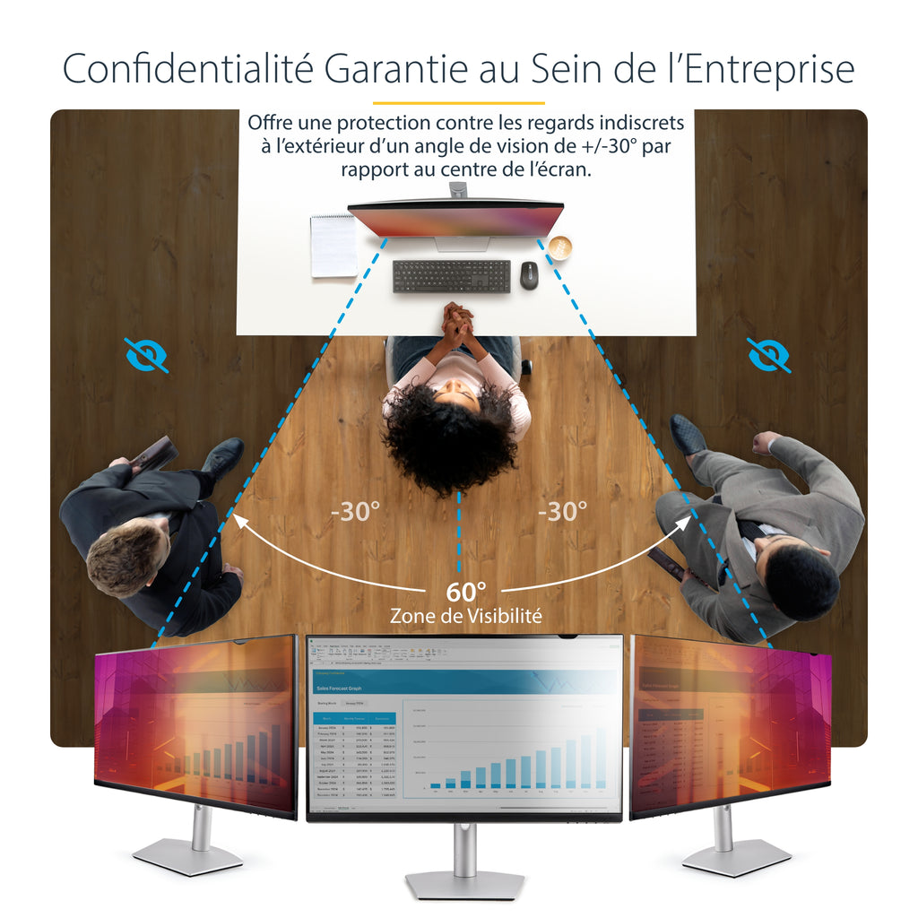 Filtre anti-indiscrétion 24" noir-or StarTech - Confidentialité garantie
