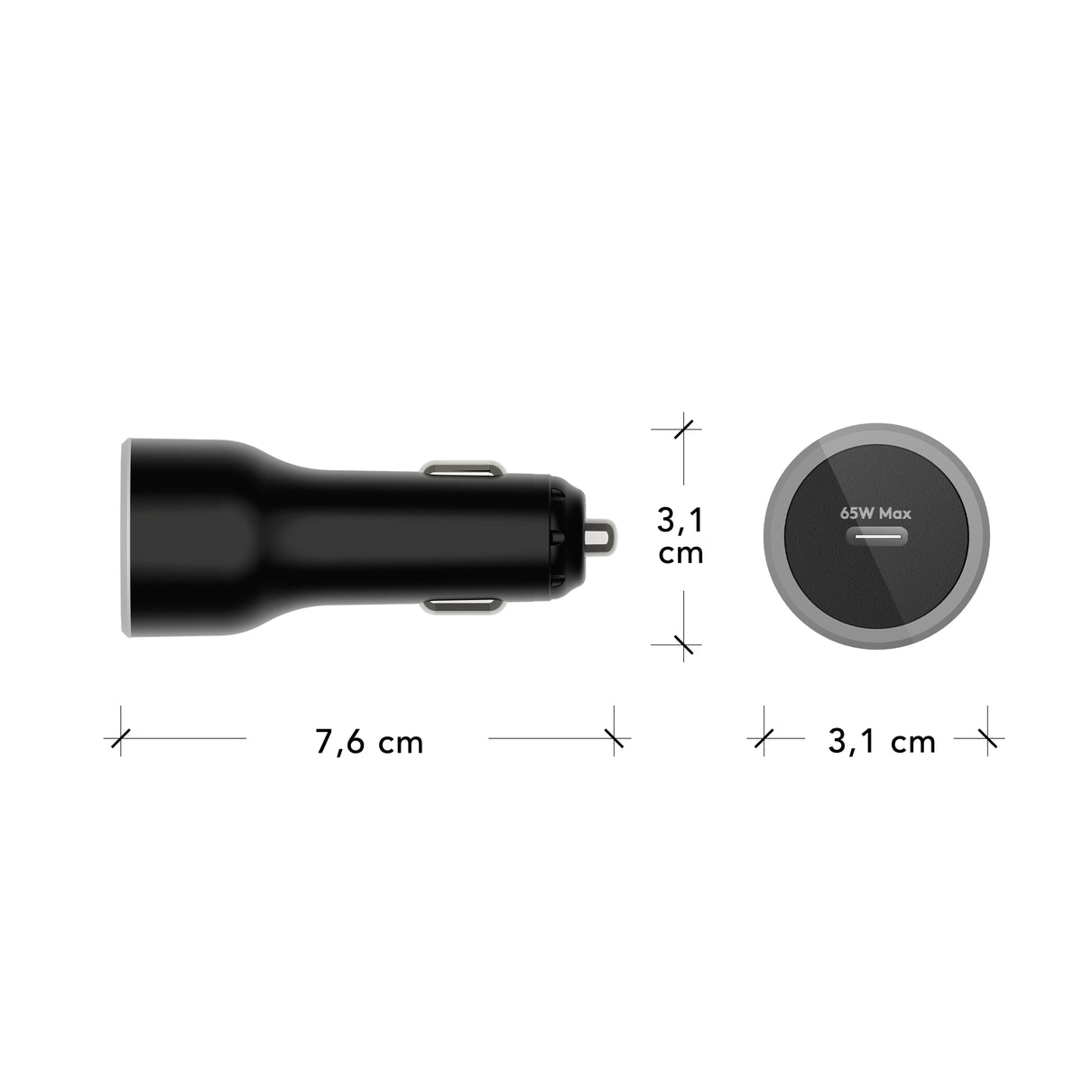 Adaptateur voiture 65W USB-C noir - DBRAMANTE1928