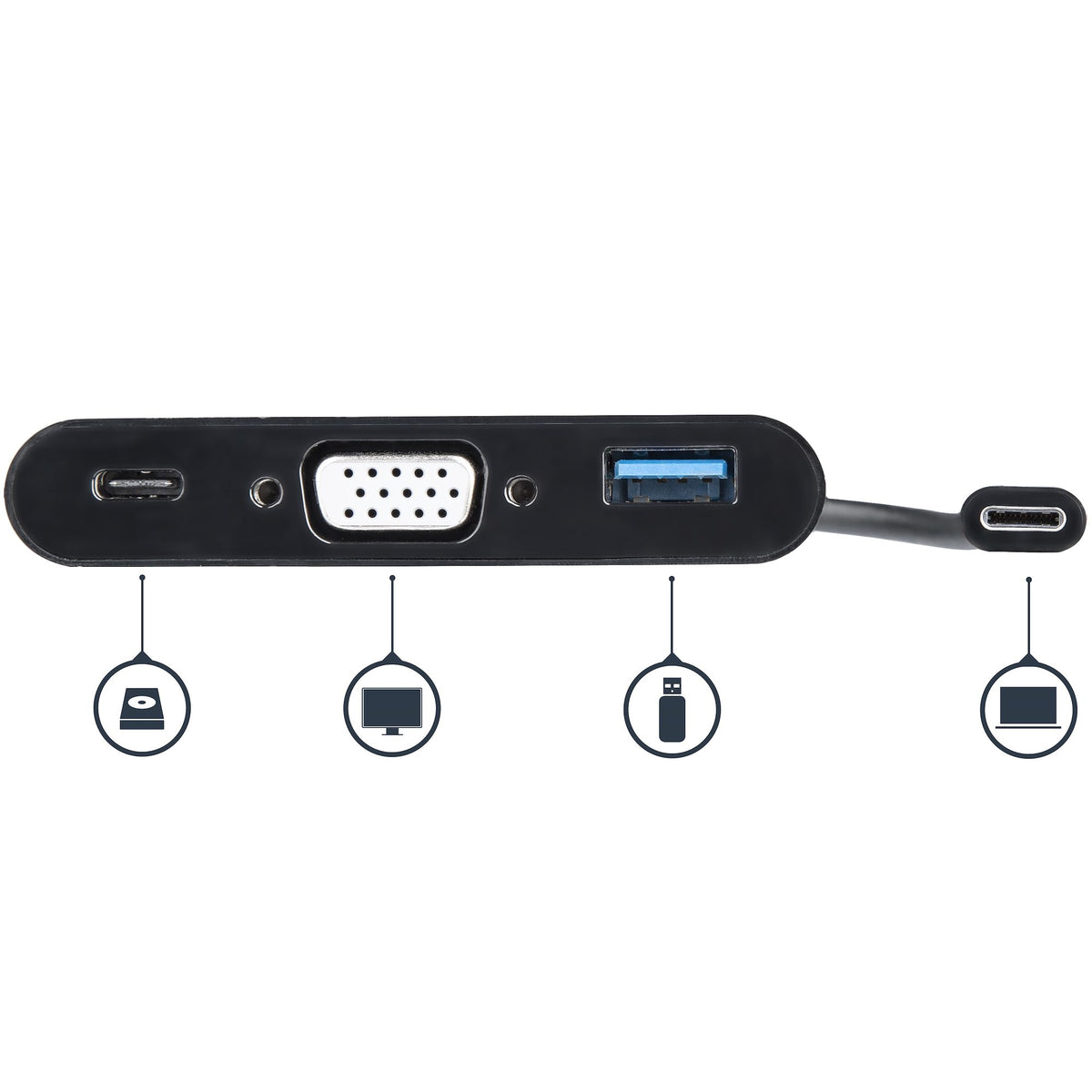 Convertisseur USB-C voyage Startech VGA/USB-A 60W