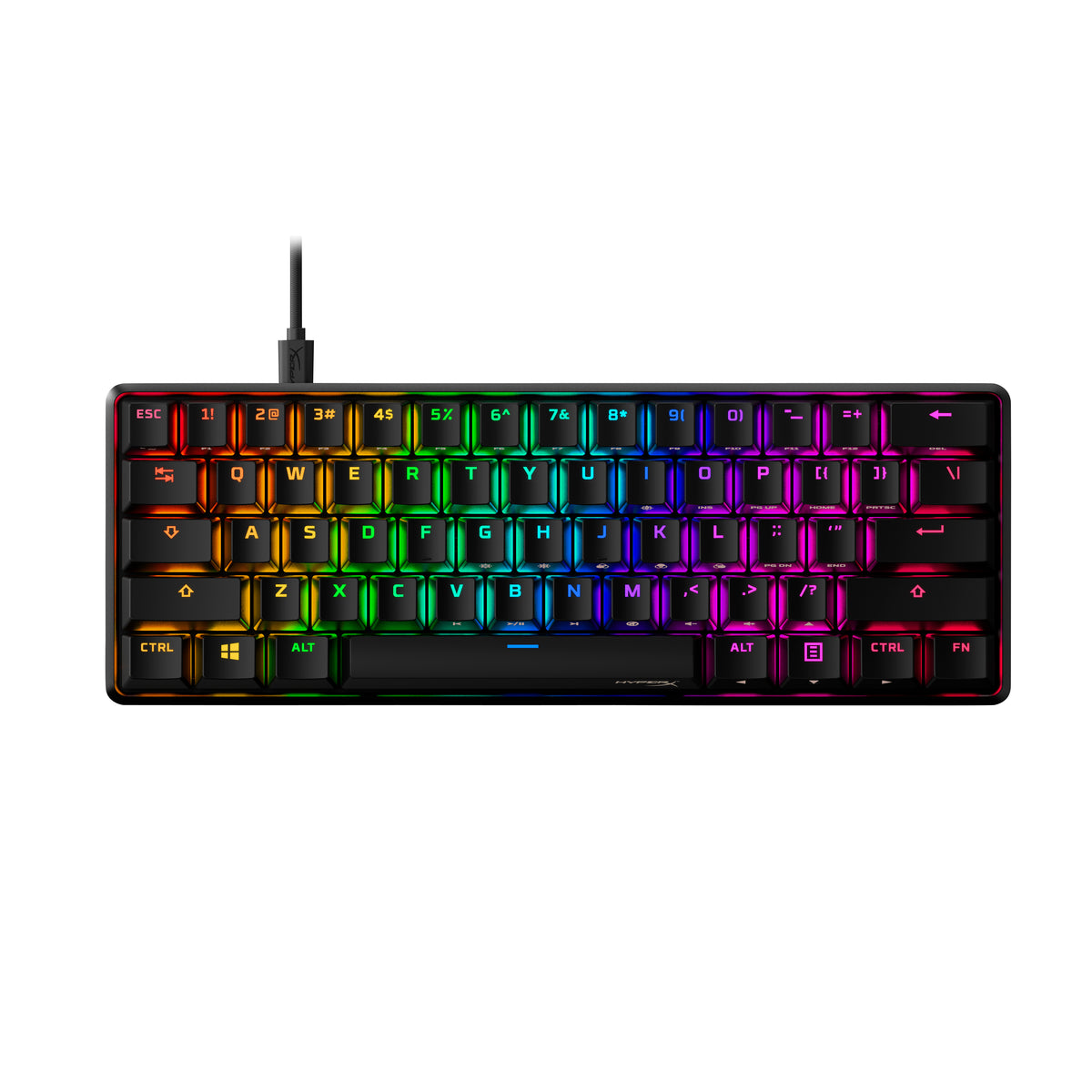 Clavier gaming HyperX 60% rétroéclairé rose AZERTY