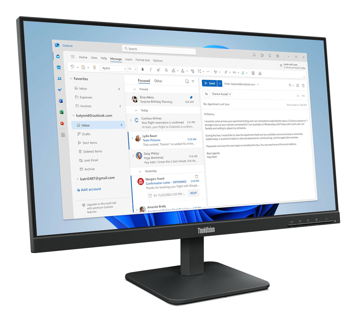 Écran LED Lenovo ThinkVision S24-4e 24" Full HD 100Hz IPS