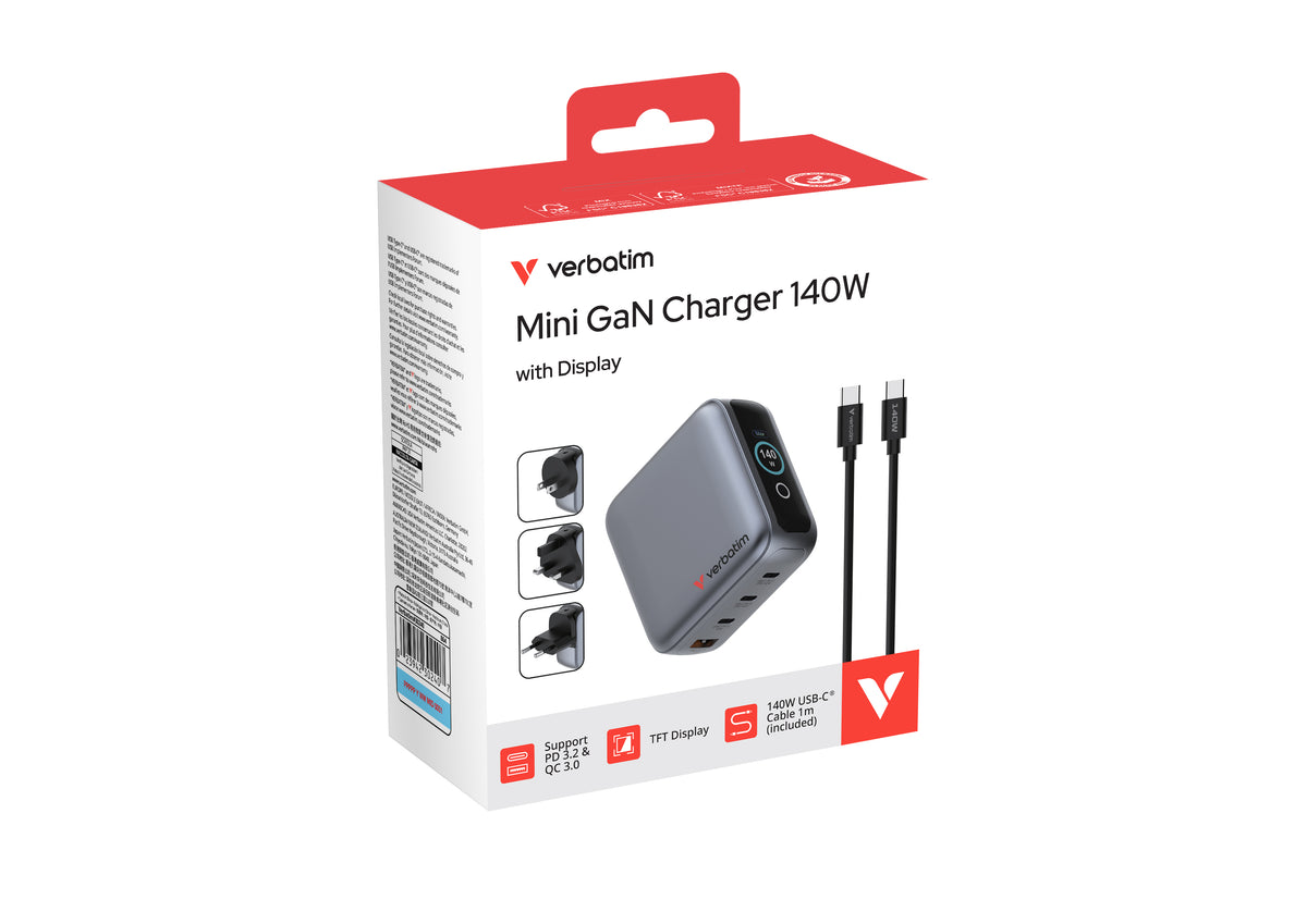Adaptateur secteur GaN 140W Verbatim - Power Delivery 3.0