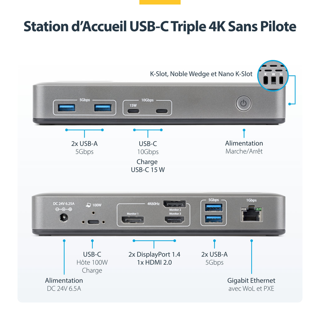 Station d'accueil USB-C 3.2 Gen 2 - 4K HDMI/DP - 1GbE - Startech
