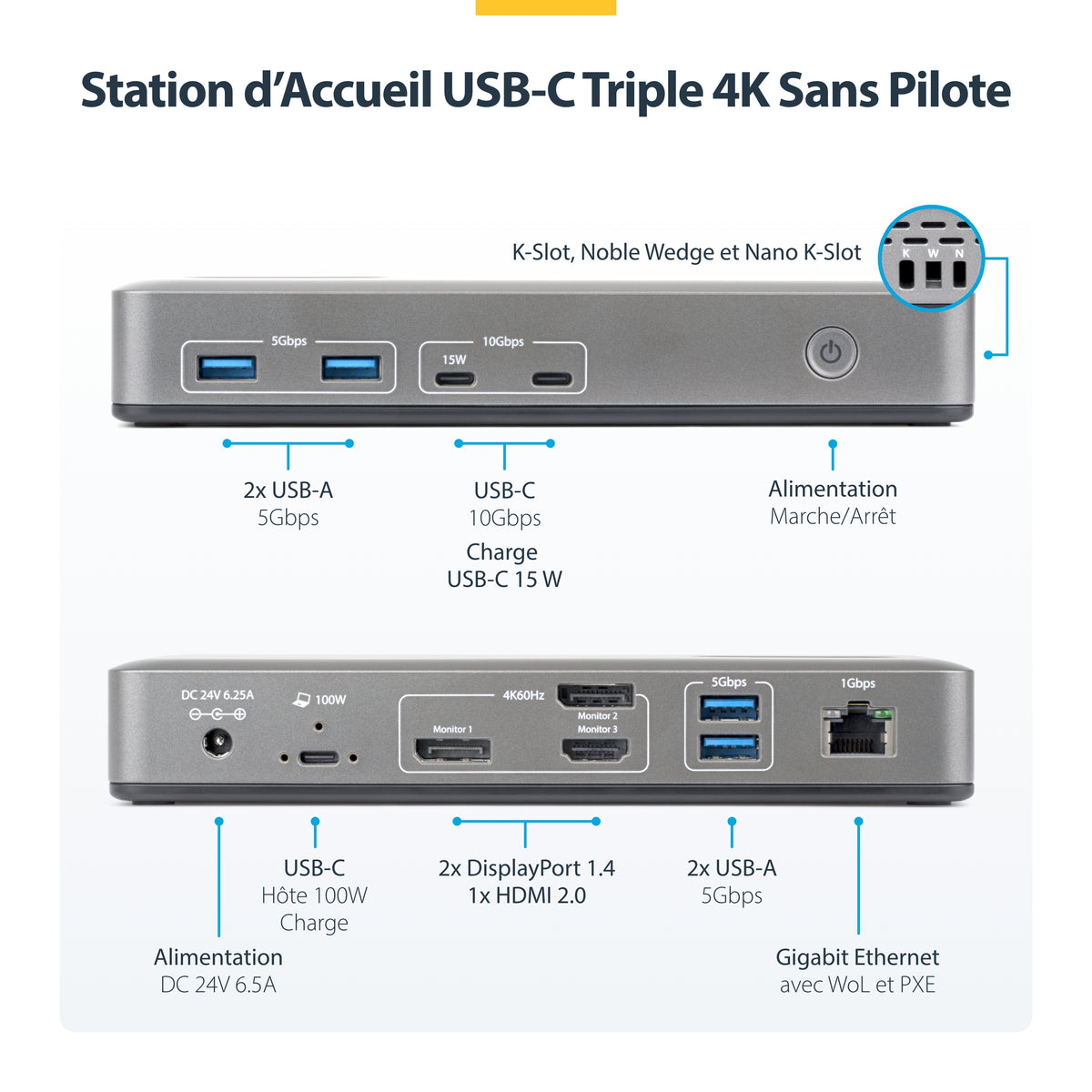 Station d'accueil USB-C 3.2 Gen 2 - 4K HDMI/DP - 1GbE - Startech
