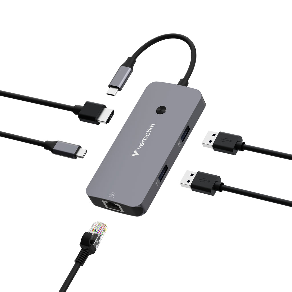 Concentrateur Verbatim CMH 05 - HDMI, USB-C, Ethernet | Hub polyvalent
