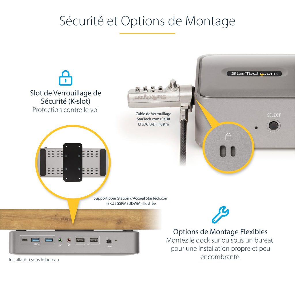 Station d'accueil Double DP 4K 60Hz - USB-C 3.2 Gen 2 - StarTech