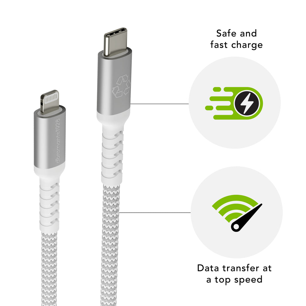 Câble Lightning tressé 1.2m - 100% plastique recyclé