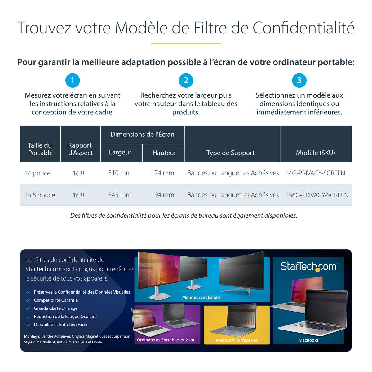 Filtre confidentialité PC 15.6" noir or StarTech