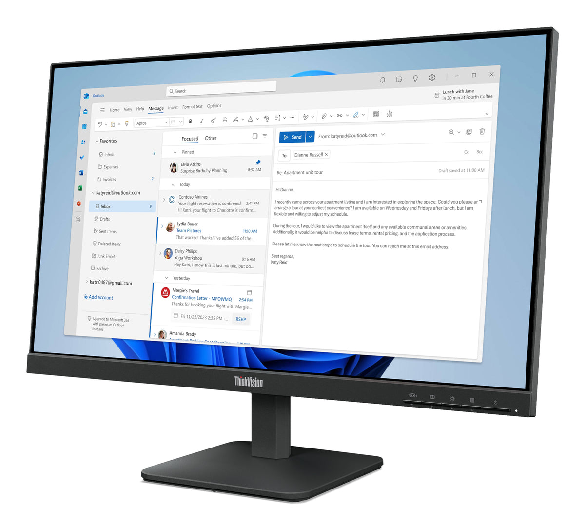 Écran LED Lenovo ThinkVision S24-4e 24" Full HD 100Hz IPS