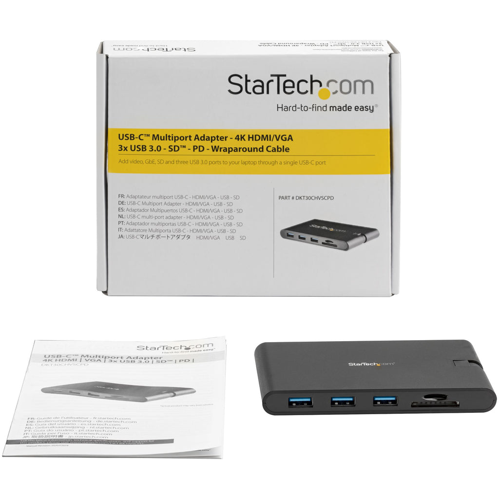 Station d'accueil USB-C 4K HDMI/VGA + Lecteur SD - StarTech