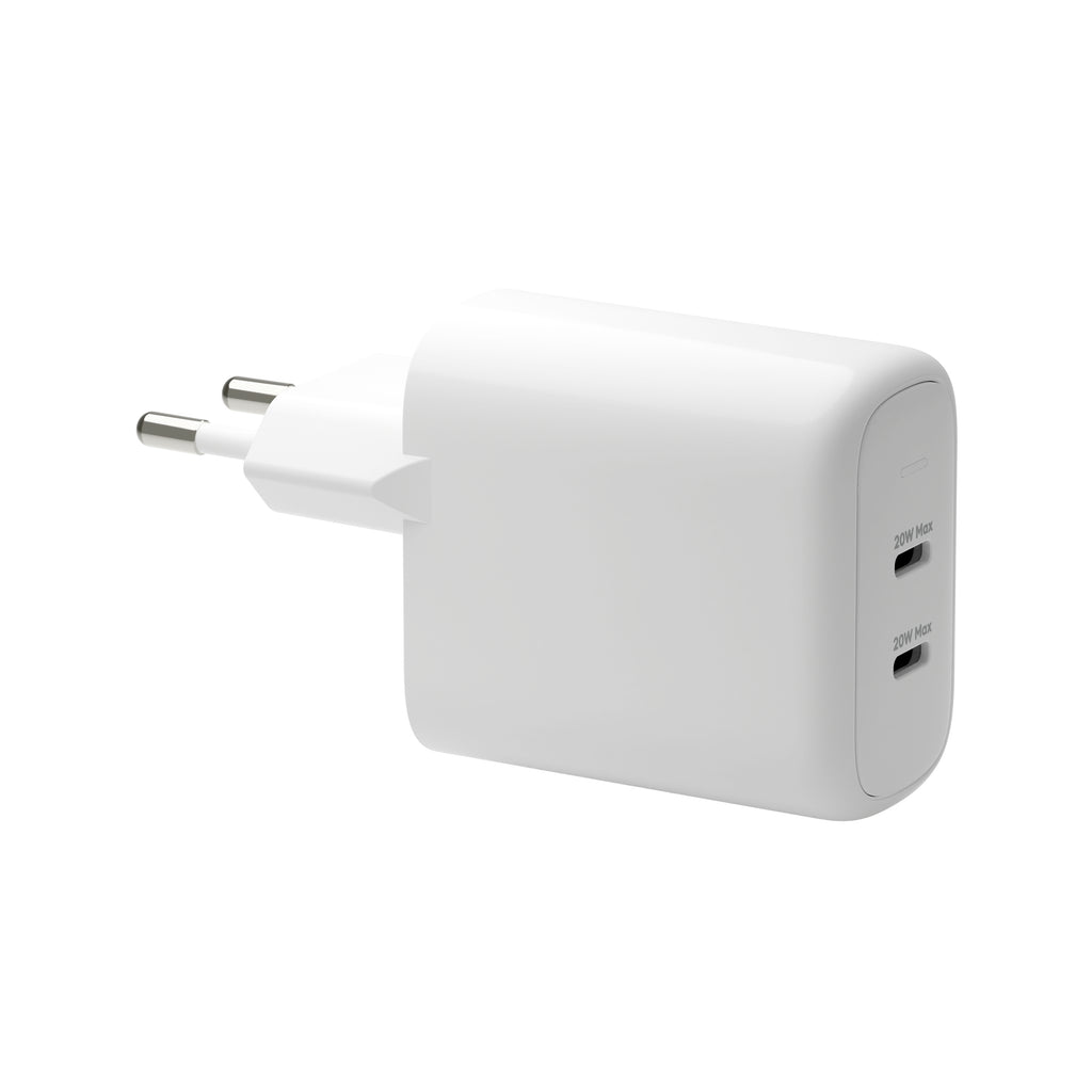 Adaptateur secteur 20W PD/PPS 2xUSB-C blanc Europe