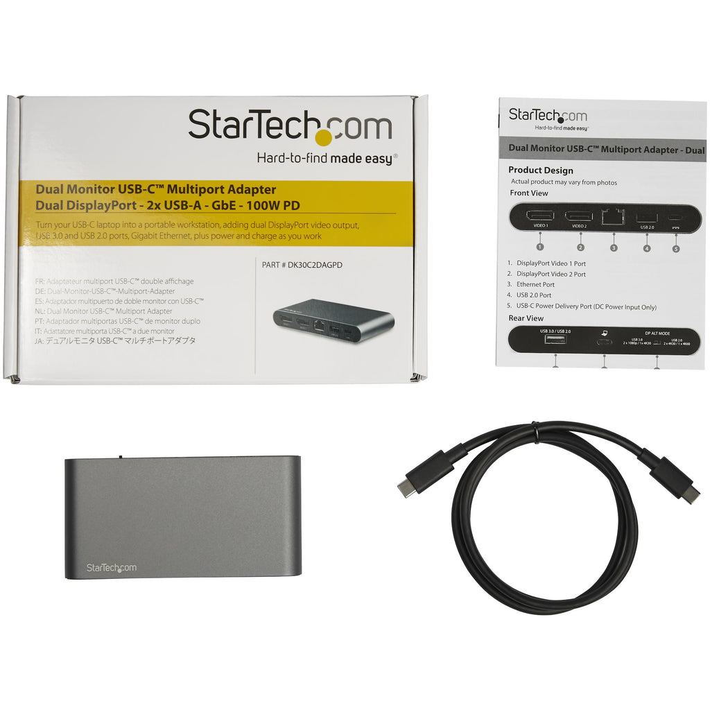 Station d'accueil 100W USB-C 2xDP 1GbE StarTech