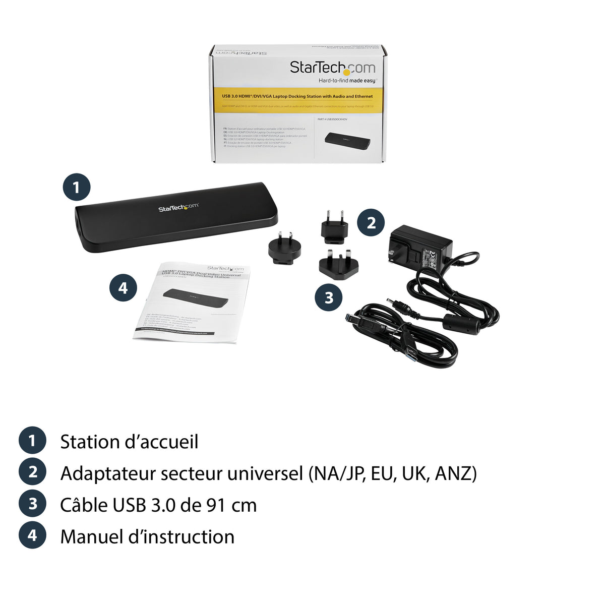 Station d'accueil USB 3.0 HDMI/VGA + GbE pour PC portable