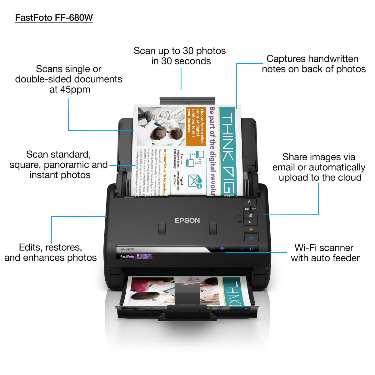 Scanner Epson FastFoto FF-680W - 45 ppm - 600 dpi - Wi-Fi
