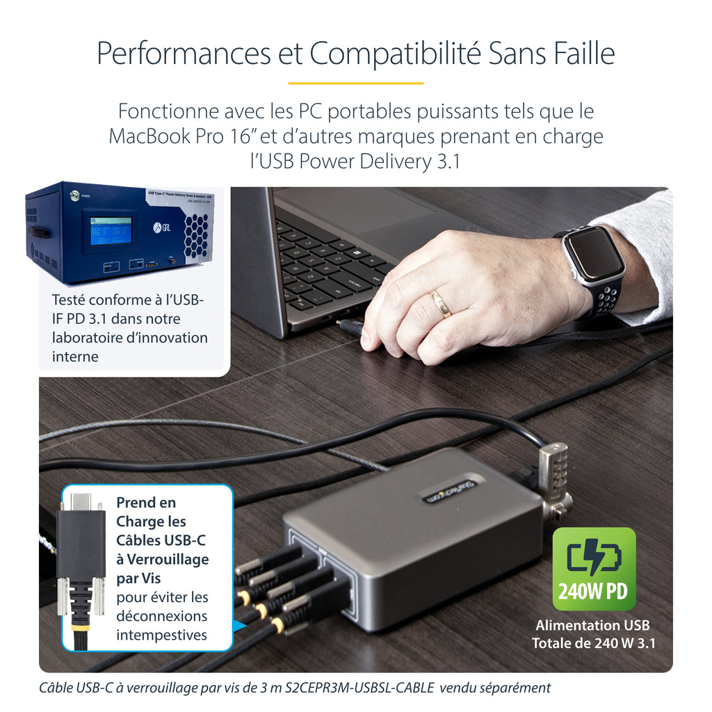 Adaptateur secteur 240W USB-C 4 ports STARTECH