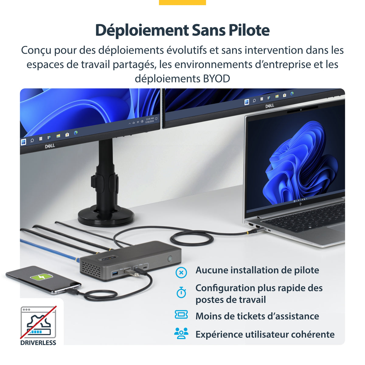 Station d'accueil USB-C 3.2 Gen 2 - 2x HDMI 4K - 1GbE - StarTech