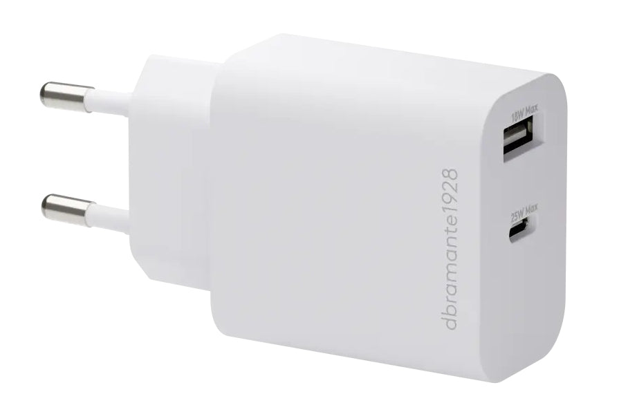 Adaptateur secteur 25W USB-C + USB blanc DBRAMANTE1928