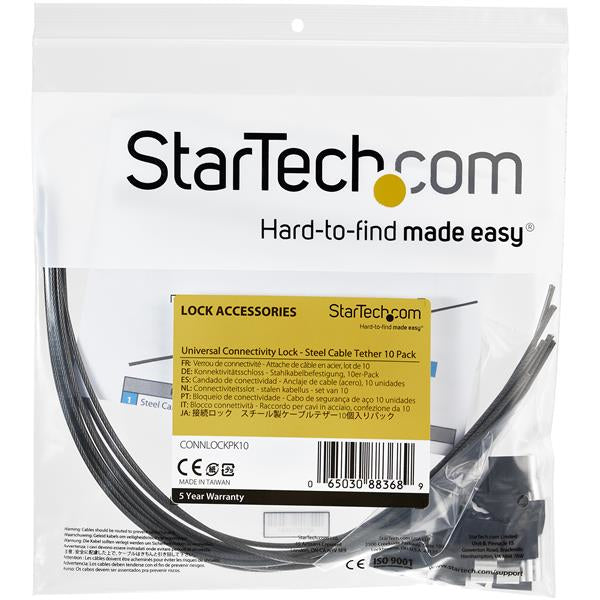 Attaches de sécurité câbles acier lot 10 | StarTech