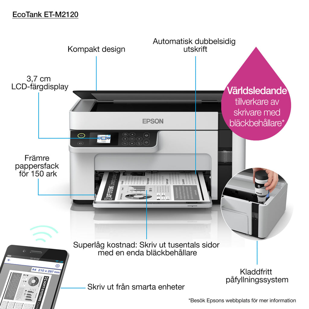 Epson EcoTank ET-M2120 - Imprimante multifonctions noir et blanc
