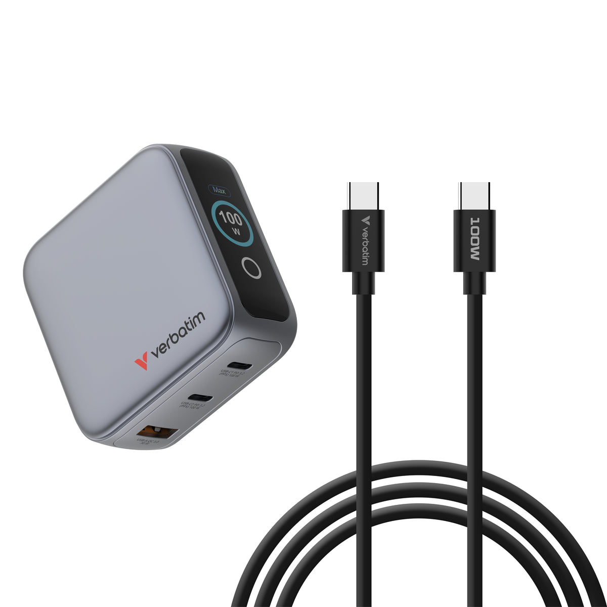 Adaptateur secteur GaN 100W Verbatim - 3 sorties USB