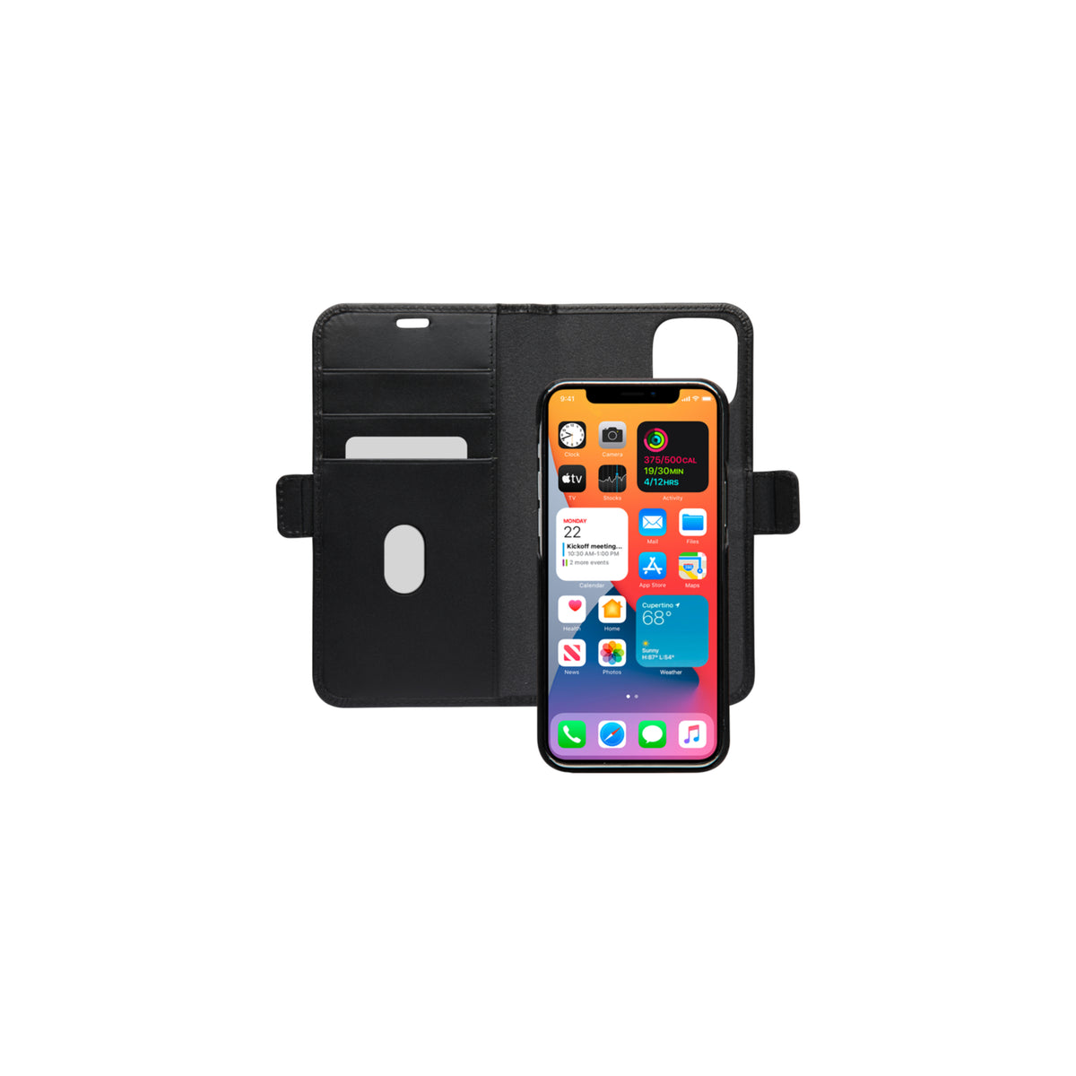 Étui iPhone 12/12 Pro en cuir pleine fleur noir | DBRAMANTE1928