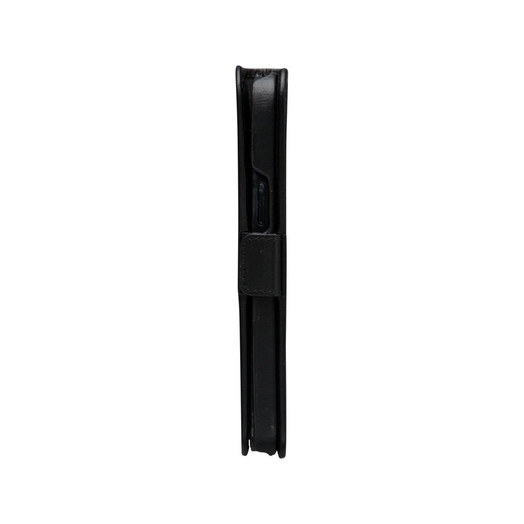 Étui iPhone 12/12 Pro en cuir pleine fleur noir | DBRAMANTE1928