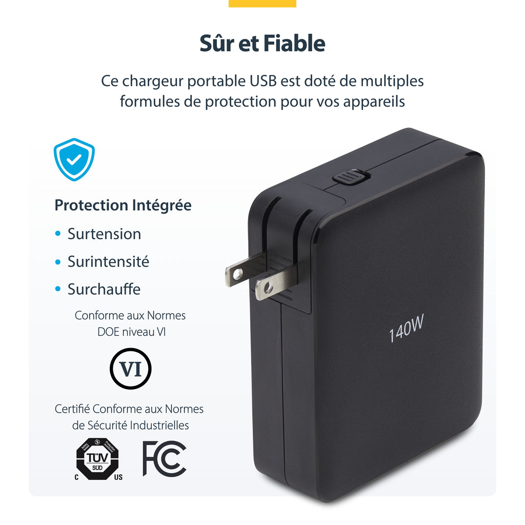 Adaptateur secteur 140W GaN STARTECH - 4 ports USB