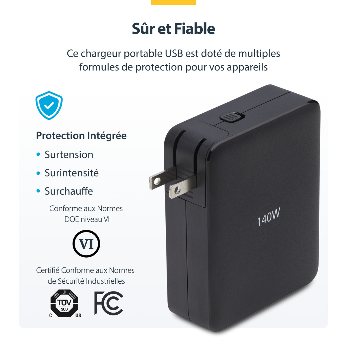 Adaptateur secteur 140W GaN STARTECH - 4 ports USB