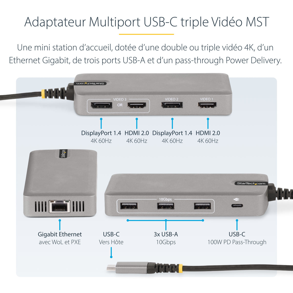 Station d'accueil USB-C 4K Thunderbolt 4 - STARTECH