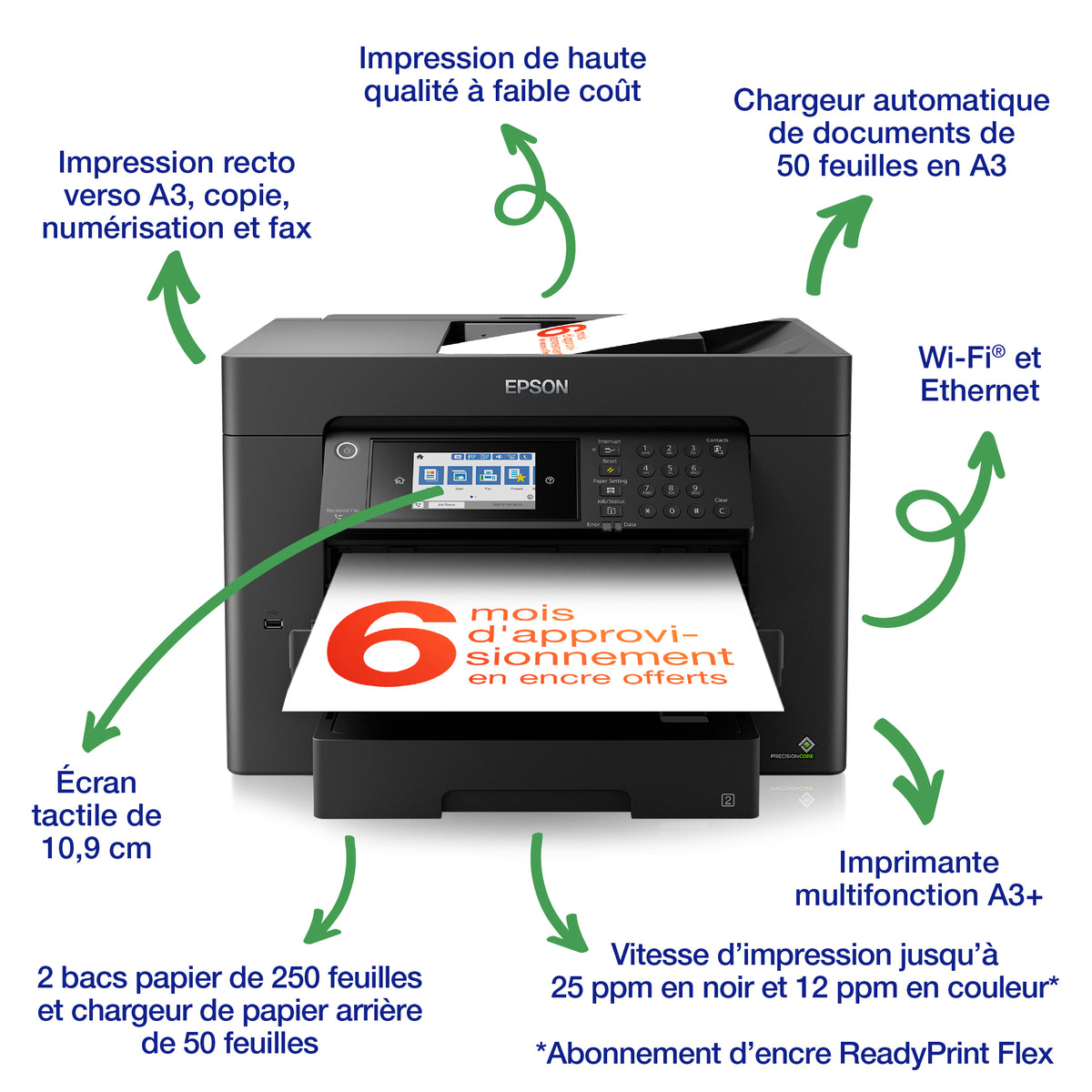 Imprimante A3 couleur Epson WF-7840DTWF - Jet d'encre pro