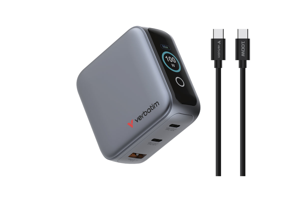 Adaptateur secteur GaN 100W Verbatim - 3 sorties USB