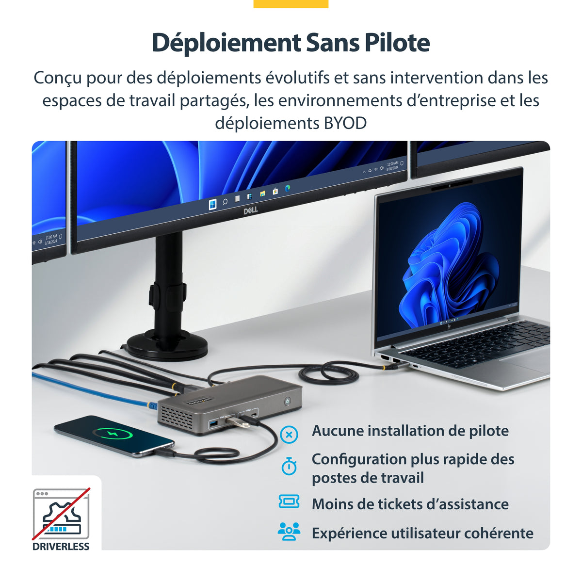 Station d'accueil USB-C 3.2 Gen 2 - 4K HDMI/DP - 1GbE - Startech