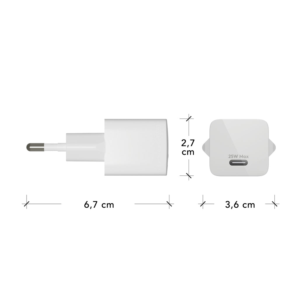 Adaptateur secteur 25W PD USB-C blanc Europe