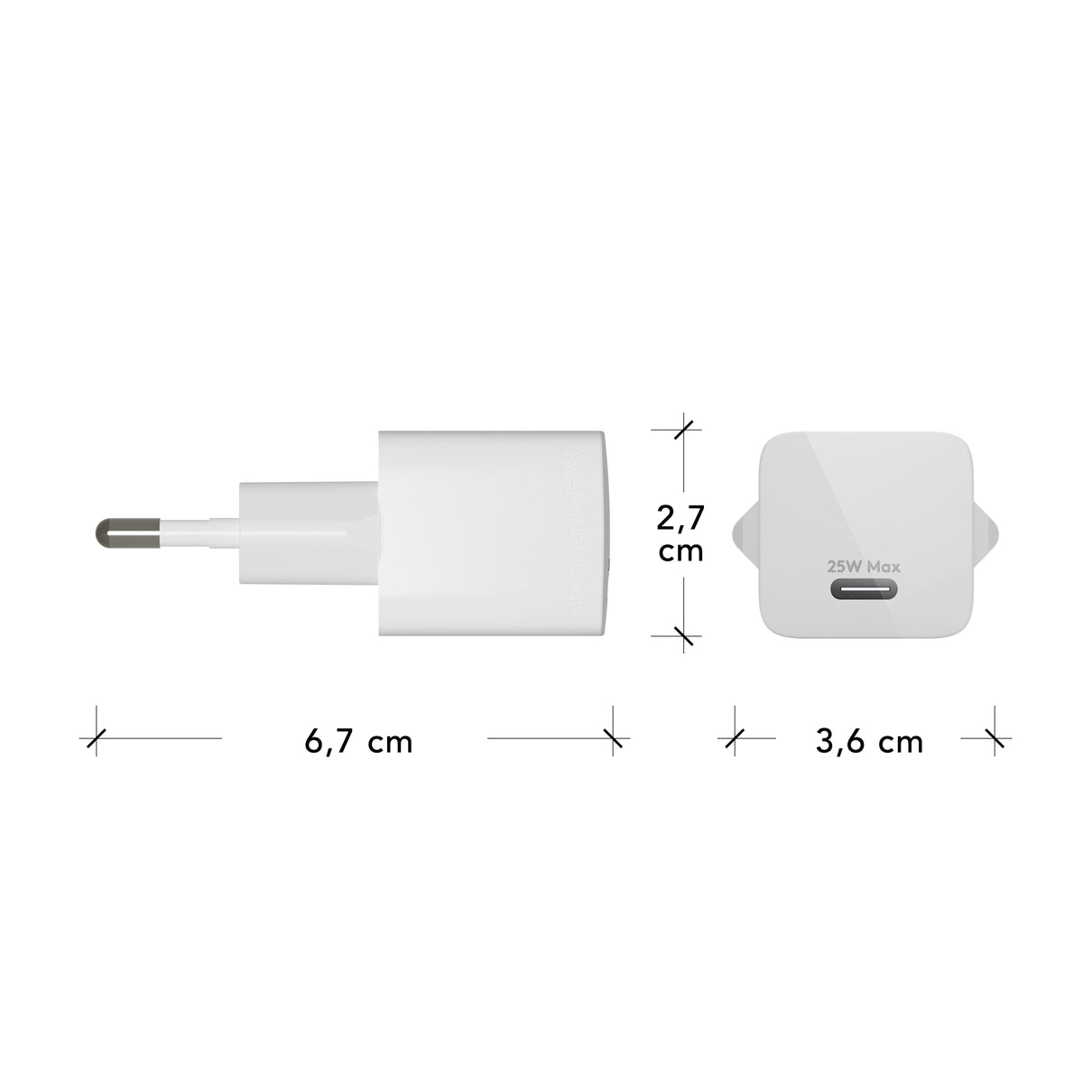 Adaptateur secteur 25W PD USB-C blanc Europe