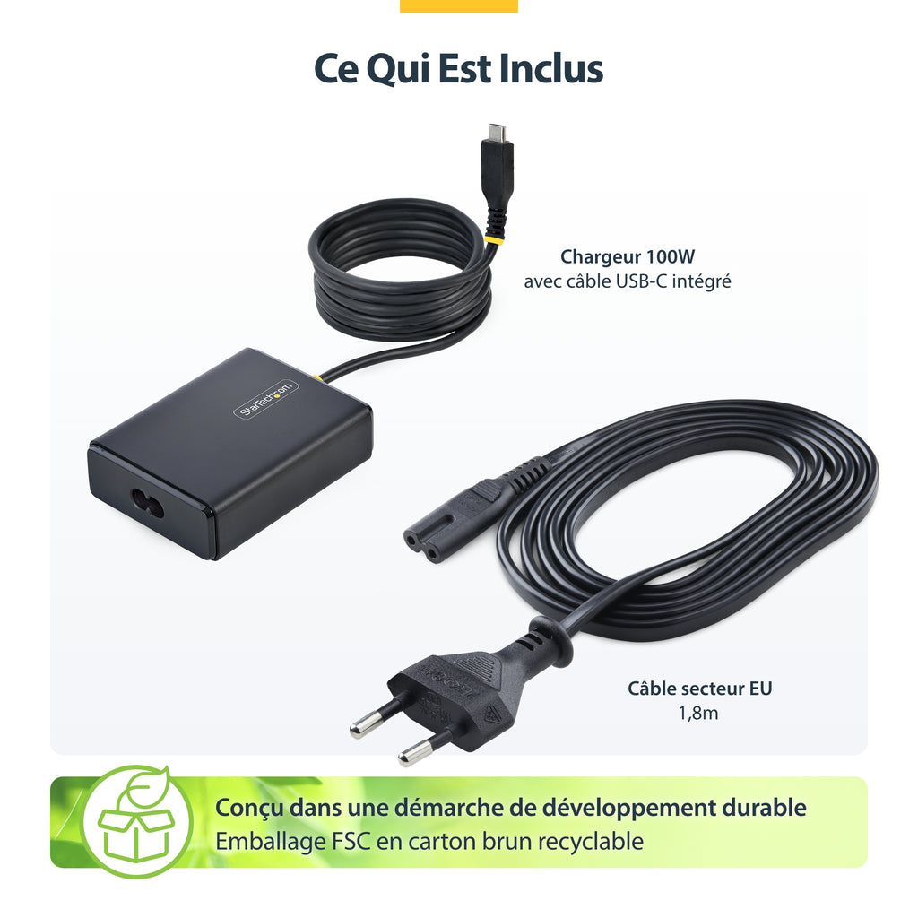 Adaptateur USB-C 100W Startech PD3.0 - Charge rapide